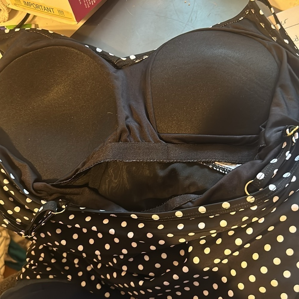 Swimsuit For All S4aSwim Polka Dot One Piece Swimsuit Black/ White Plus Size 16 - Picture 10 of 12